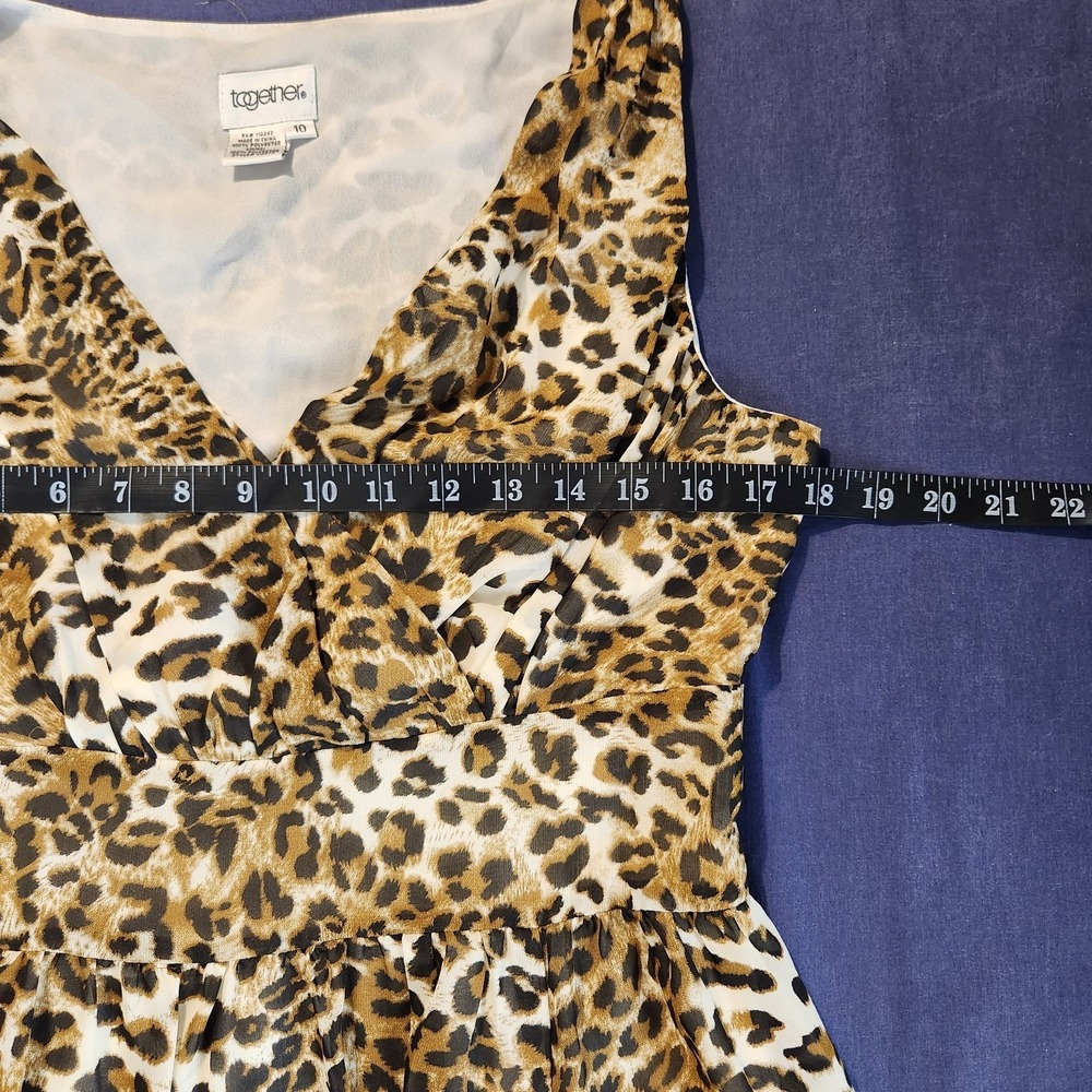 90s Together Leopard Print Sleeveless Fit-Flare Y2K/Indie/Edgy Midi Dress 10 - Picture 7 of 10